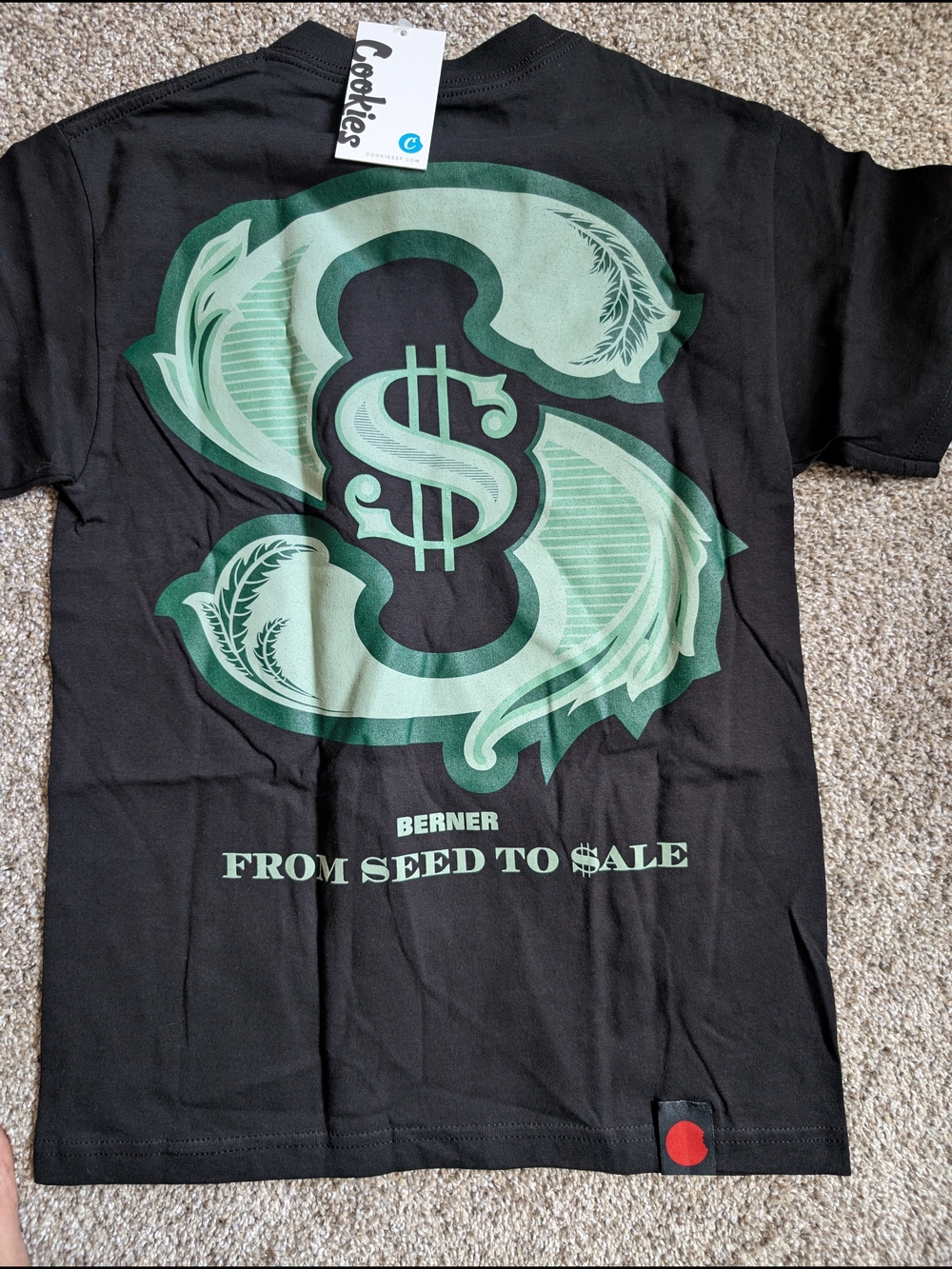 NWT Cookies Men’s Black Graphic Tee - From Seed to $ale - Size Small